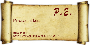 Prusz Etel névjegykártya